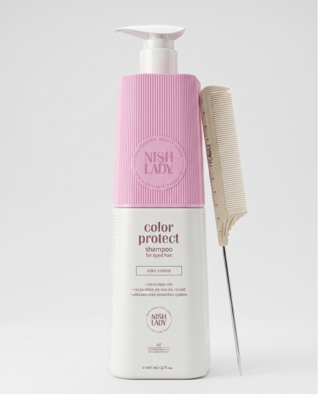 Шампунь Nishlady Color Protect 947 мл + расческа Flawle FL235 Beige