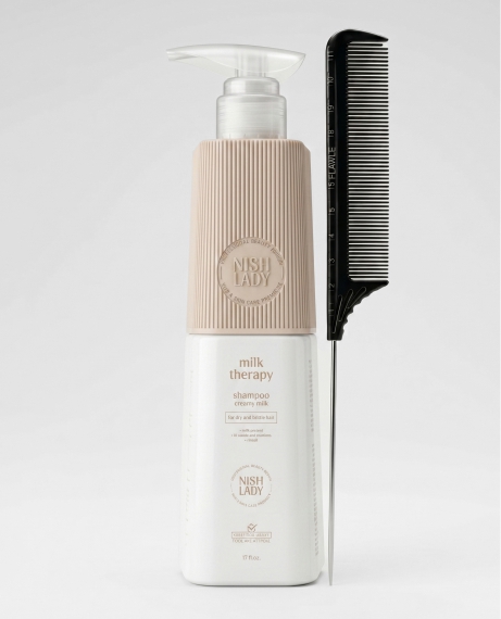 Шампунь Nishlady Milk Therapy 503 мл + расческа Flawle FL235 Black