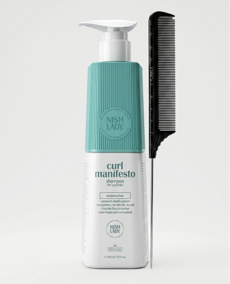 Шампунь Nishlady Curl Manifesto 503 мл + расческа Flawle FL235 Black