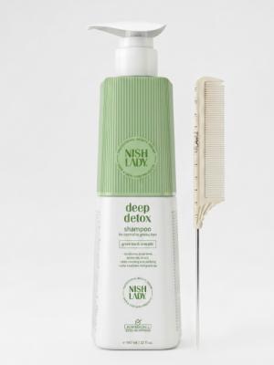 Шампунь Nishlady Deep Detox 947 мл + расческа Flawle FL235 Beige
