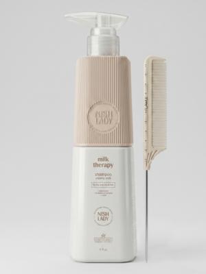 Шампунь Nishlady Milk Therapy 947 мл + расческа Flawle FL235 Beige