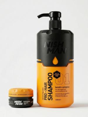 Шампунь Nishman Keratin Complex 1250 мл + матовая паста M1 30 мл